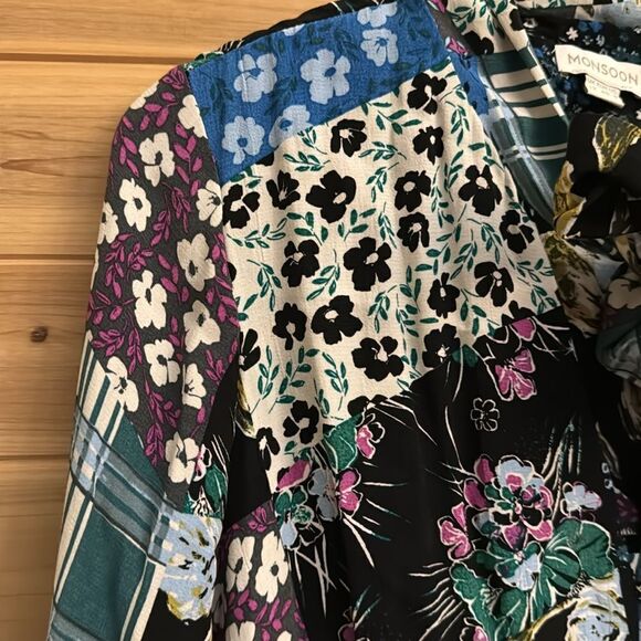 Monsoon Size 8 Bette Patch Print Long Sleeve Button Front Shirt Dress - Picture 7 of 15